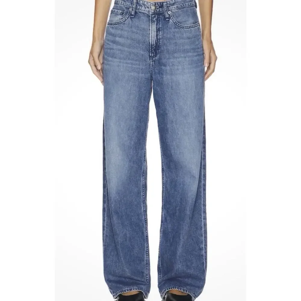 Rag & Bone The Logan Jeans Women Mid-Rise Wide Leg Denim Size 27 New - Picture 4 of 10